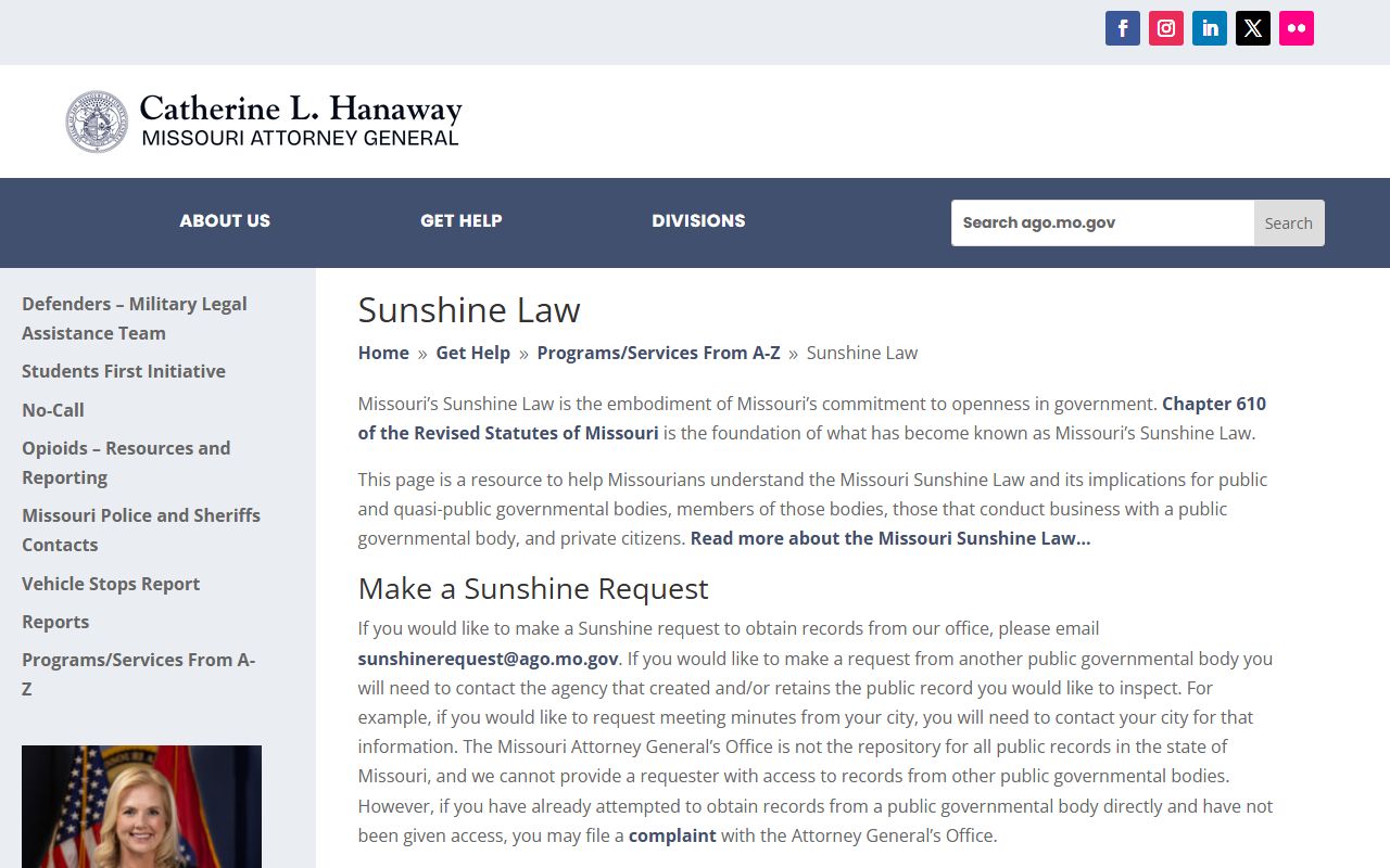 Randolph County jail mugshots Sunshine Law records request guidance